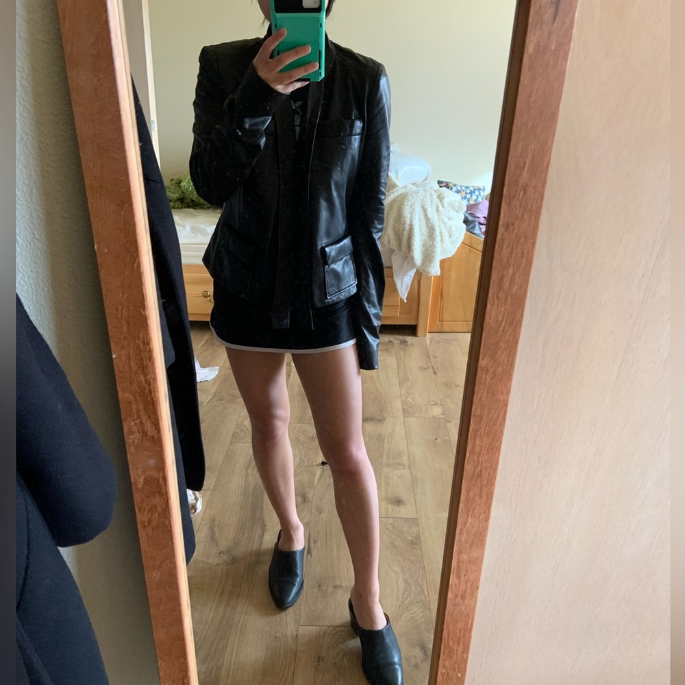 Balenciaga black archival leather jacket fw07 Chanel style size XS 2 36